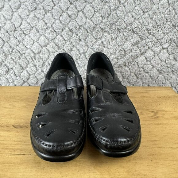 SAS Roamers Black Leather Slip on Loafers Size 7.5 Slim USA made‎ VGUC - Picture 2 of 8